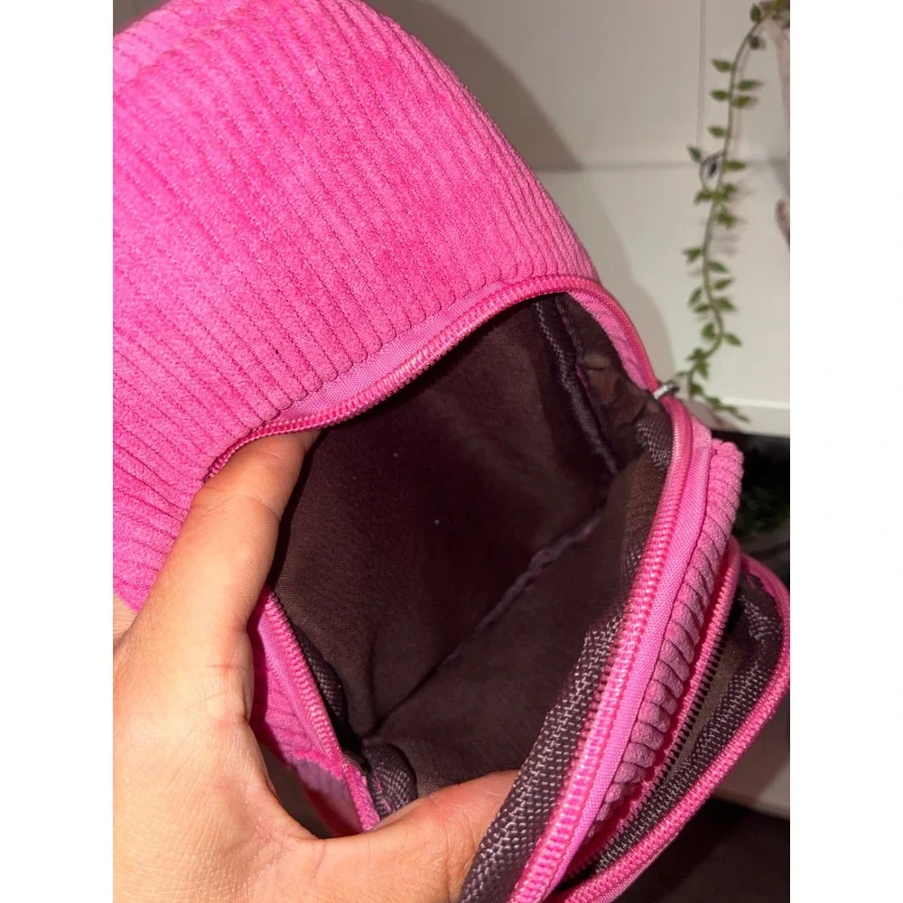 Hot Pink Corduroy Sling Bag Crossbody Backpack Small Travel Festival Bag